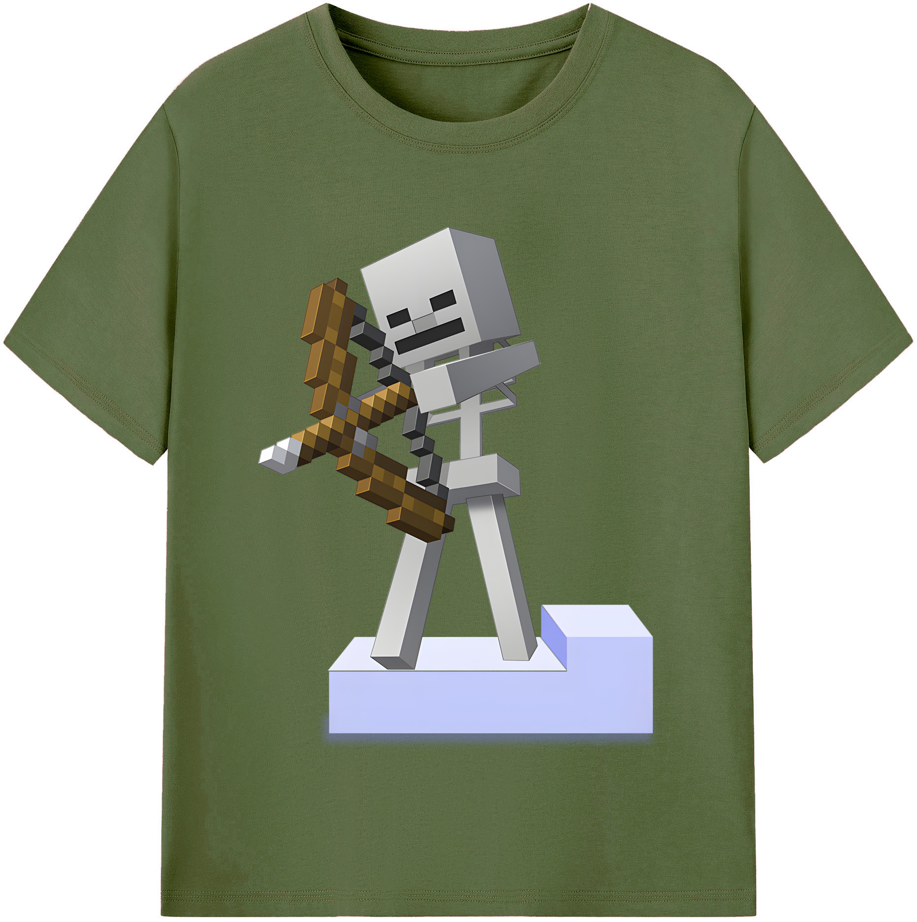 （画像用） マインクラフト ブロックの世界 Minecraft MC Block world 綿100％半袖Tシャツ（フロントプリント）